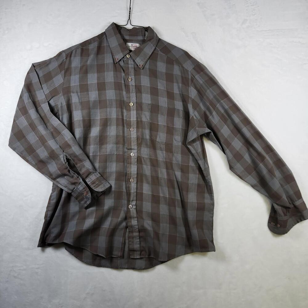 By Appointment‎ Only Shirt L Brown Gray Plaid Button Down Korea VTG 90s Style